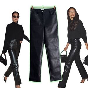 Aritzia Wilfred Black High Rise Melina Vegan Leather Straight Leg Pant Size 6
